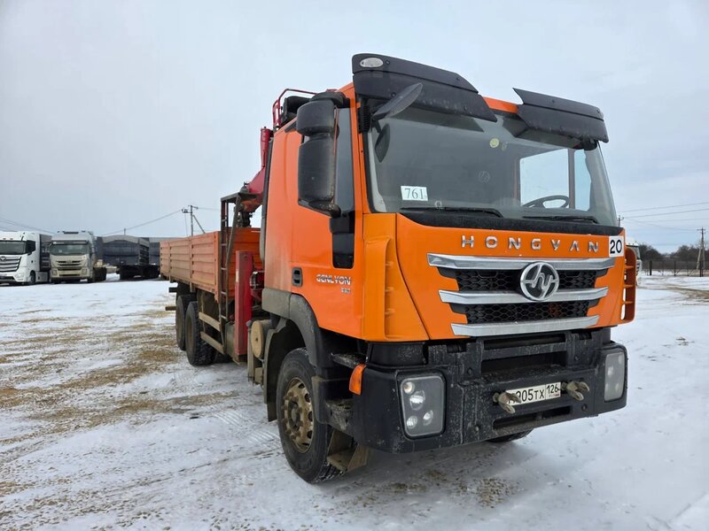 АВТОФЛАГМАН 3375 на шасси HONGYAN 908 6x4 Бортовой с КМУ — фото 2